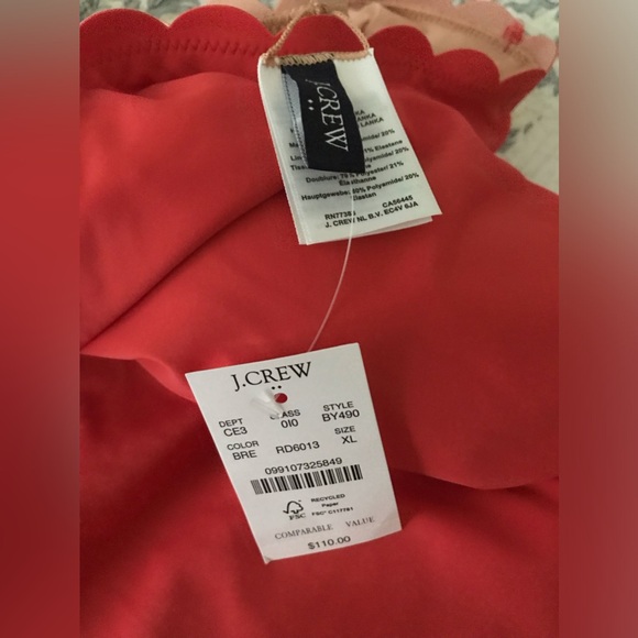 NWT J Crew Bathing Suit One Shoulder Scalloped One Piece Bathing Suit  XL - Picture 6 of 7